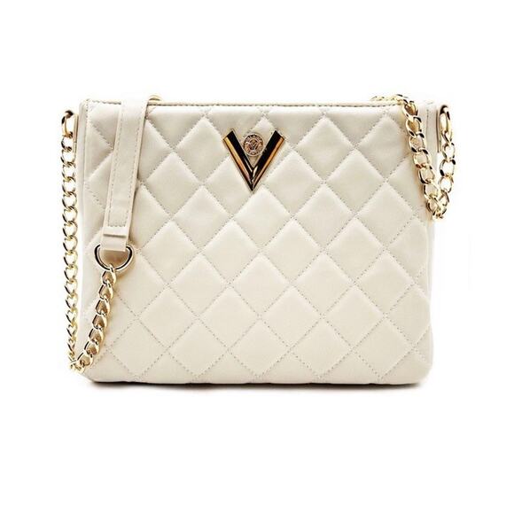 Valentino Orlandi NWT Bone Quilted Vegan Leather Cross Body Handbag Purse $278 - Picture 1 of 14